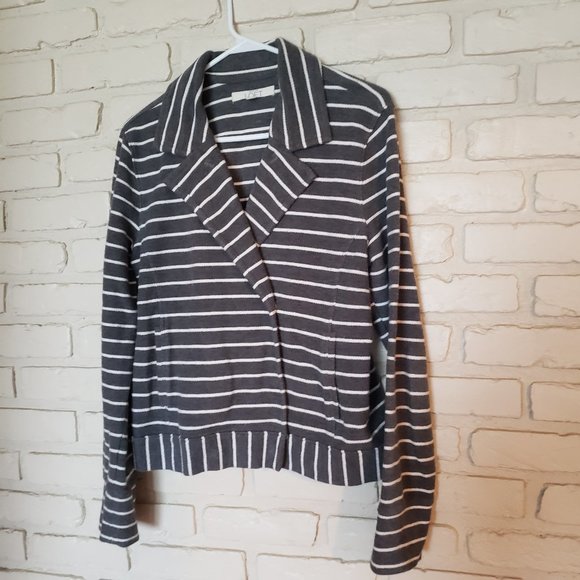 LOFT Ann Taylor Striped Snap Button Jacket Blazer - Picture 2 of 16